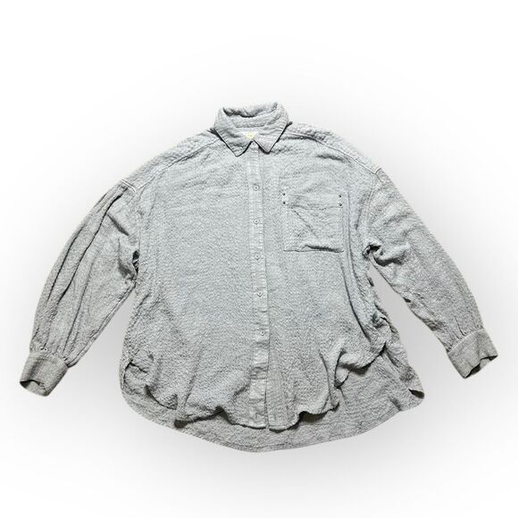 We The Free Oversized Button Down Top Women's Small Ice Blue Happy Hour Shirt - Picture 1 of 8